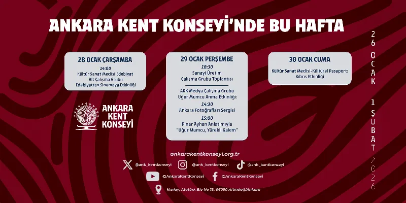 Ankara Kent Konseyi Haftalık Programı | 26 Ocak – 1 Şubat 2026 — fotoğraf 2