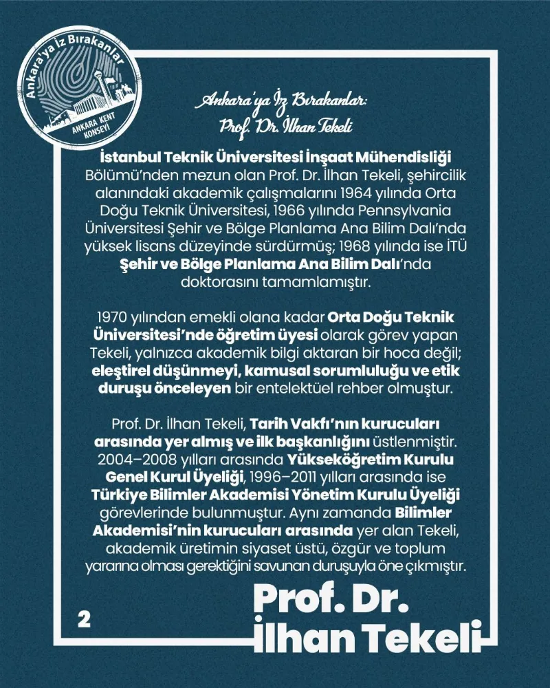 Ankara’ya İz Bırakanlar: Prof. Dr. İlhan TEKELİ — fotoğraf 4
