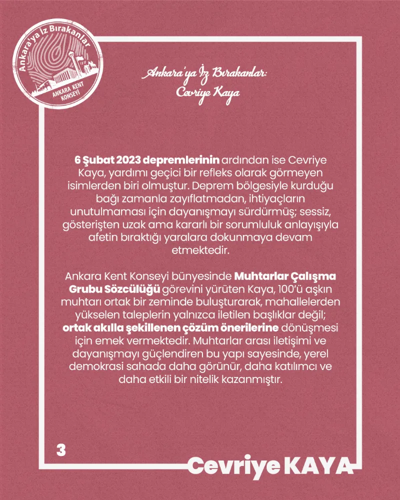 Ankara’ya İz Bırakanlar: Cevriye Kaya — fotoğraf 5