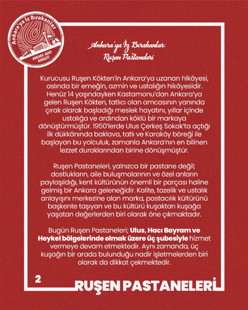 Kuşaktan Kuşağa Ankara Hikayesi: Ruşen Pastaneleri Ankara’nın Tat Hafızası — fotoğraf 4
