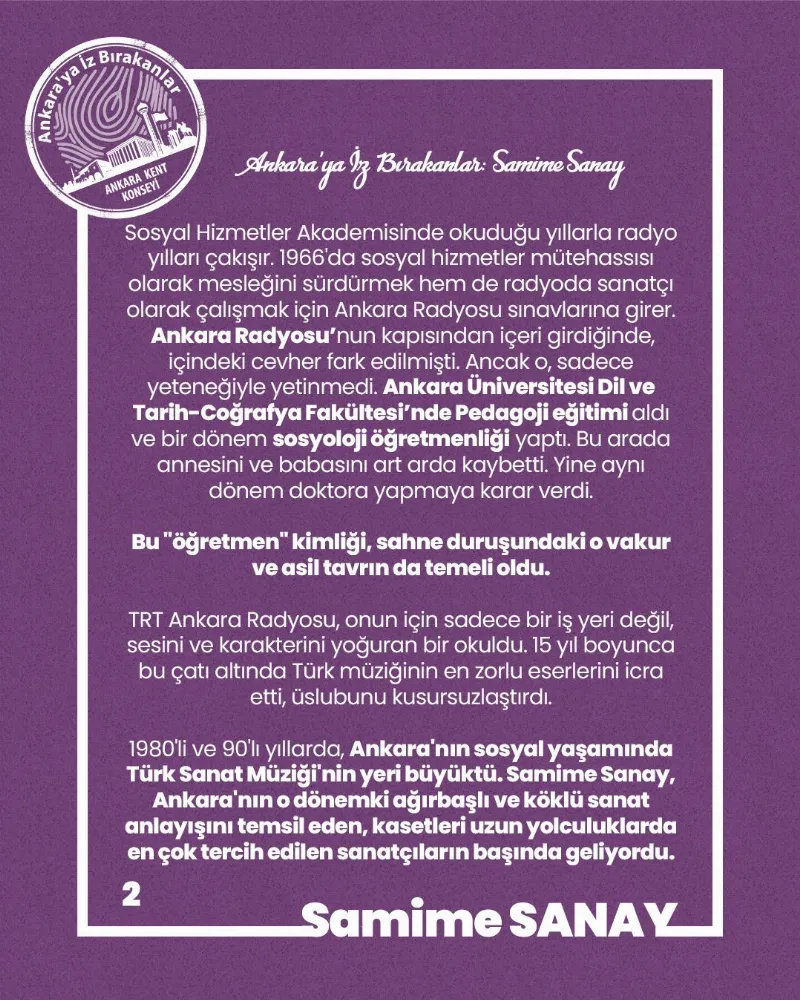 Ankara’ya İz Bırakanlar: Samime Sanay — fotoğraf 4