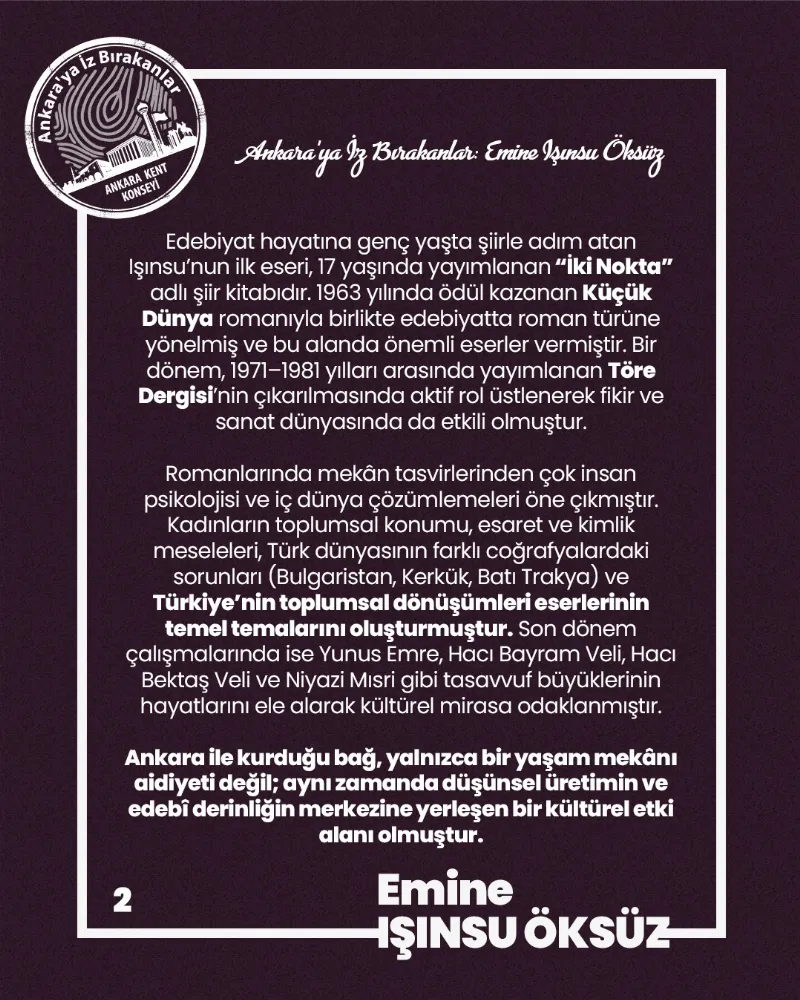 Ankara’ya İz Bırakanlar: Emine Işınsu Öksüz — fotoğraf 4