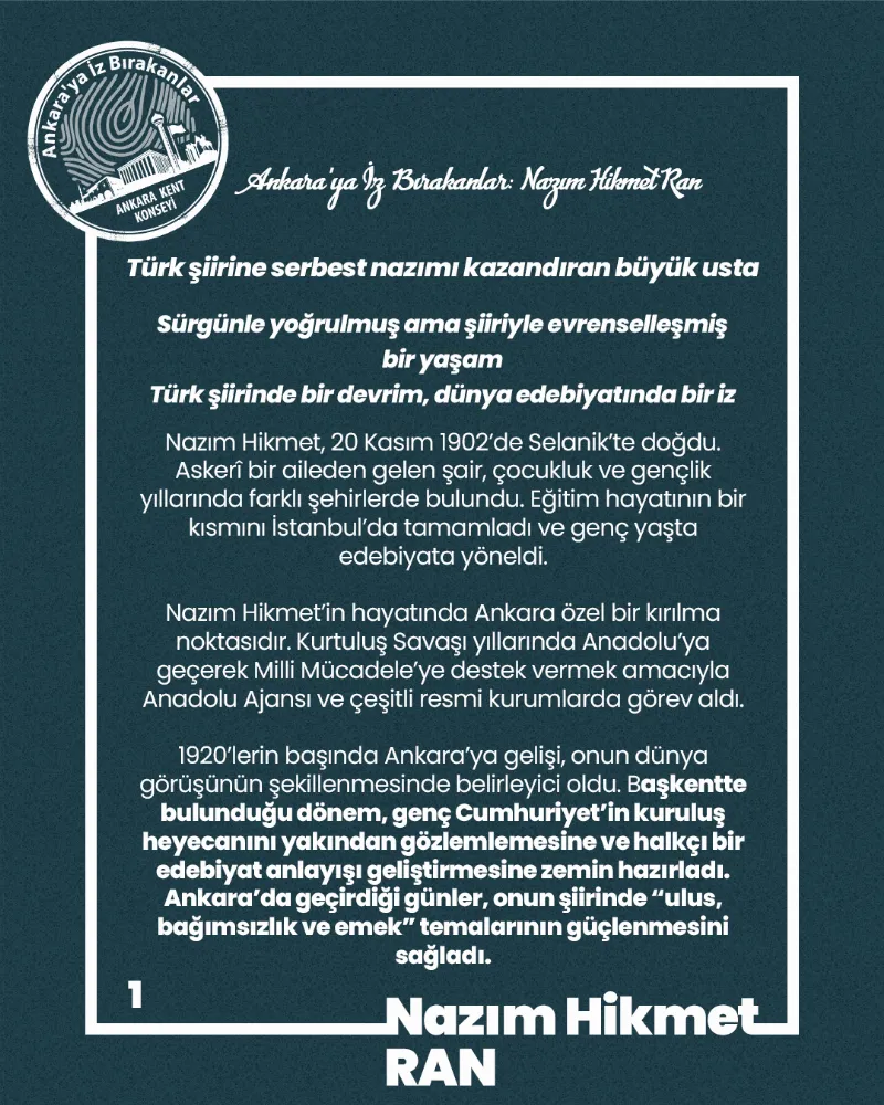 Ankara’ya İz Bırakanlar: Nazım Hikmet Ran — fotoğraf 3