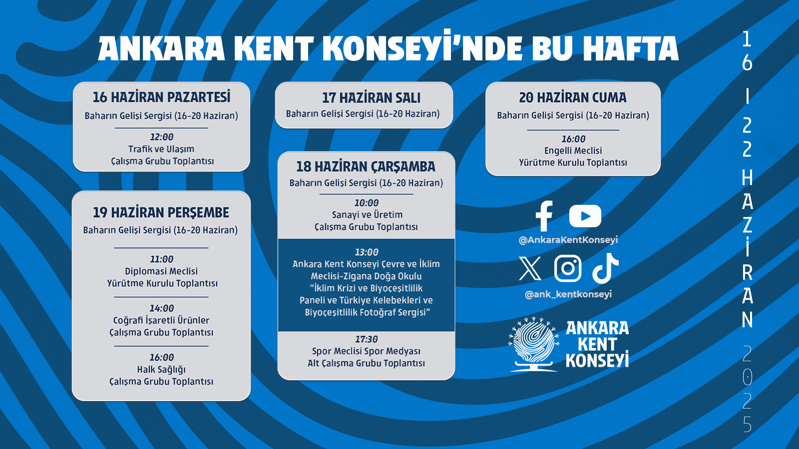 Ankara Kent Konseyi Haftalık Program (16–22 Haziran 2025)