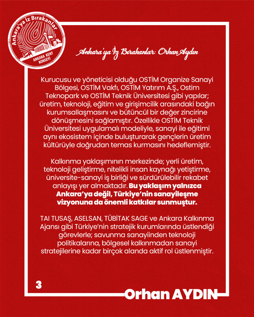 Ankara’ya İz Bırakanlar Orhan Aydın OSTİM Organize Sanayi Bölgesi Yönetim Kurulu Başkanı — fotoğraf 5