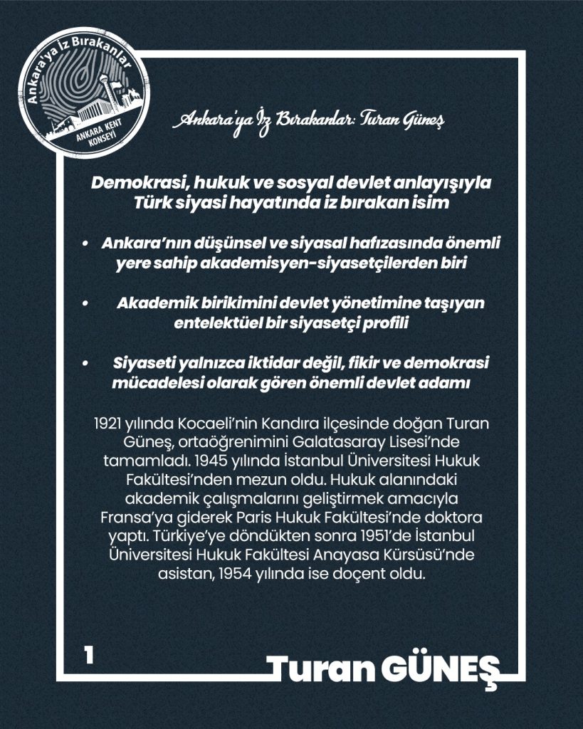 Ankara’ya İz Bırakanlar Turan GÜNEŞ (1921, Kocaeli – 1982, Çanakkale), Siyasetçi, Bilim İnsanı, Akademisyen, Diplomat T.C. E. Başbakan Yardımcısı, Dışişleri E. Bakanı — fotoğraf 3