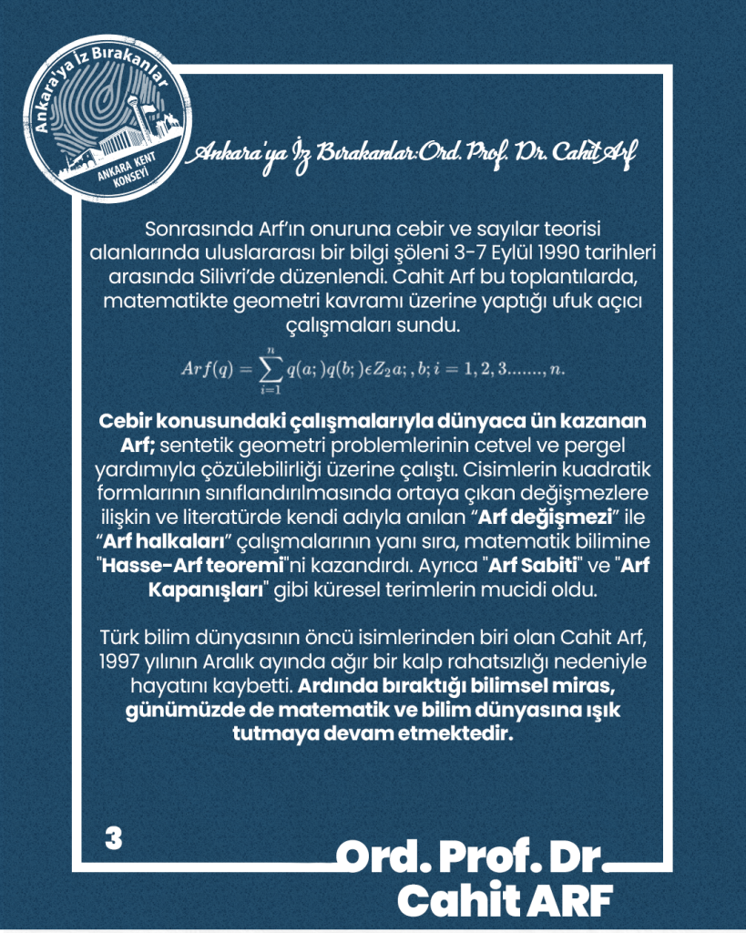 Ankara’ya İz Bırakanlar: Ord. Prof. Dr. Cahit Arf — fotoğraf 5