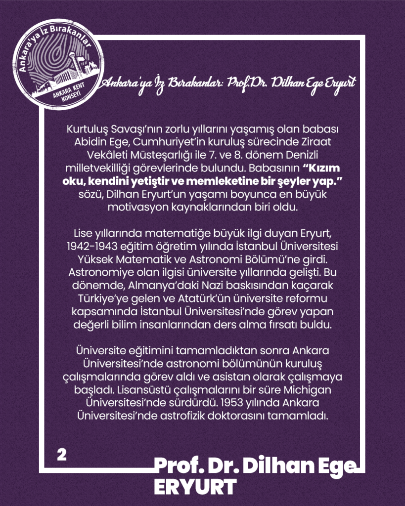 Ankara’ya İz Bırakanlar Prof. Dr. Dilhan Ege Eryurt (1926- İzmir, 2012-Ankara) Türk astrofizikçi, bilim insanı. — fotoğraf 3