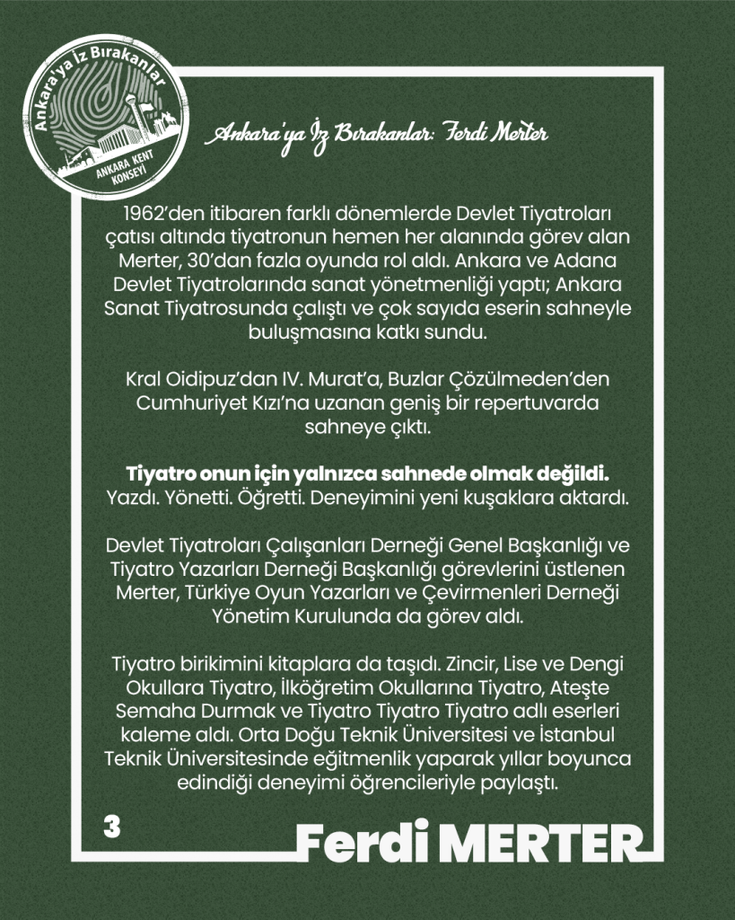 Ankara’ya İz Bırakanlar: Ferdi Merter 1939–2018 — fotoğraf 5